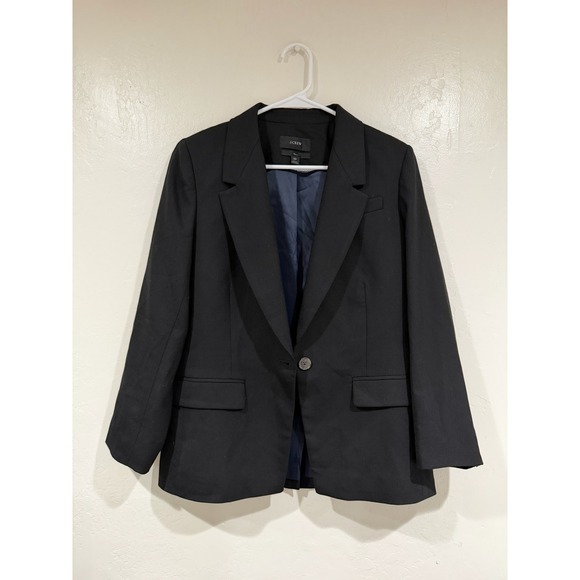 J.Crew Willa Blazer Black Italian Wool Blend Single Button Jacket 6P Nova Fides - Picture 2 of 9